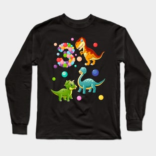 3rd Birthday Dinosaurs and bubbles Long Sleeve T-Shirt